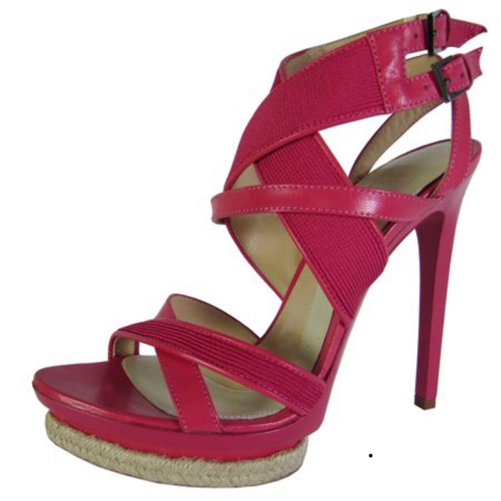 Herve Leger Sera High Heel Bandage Sandal Fuchsia